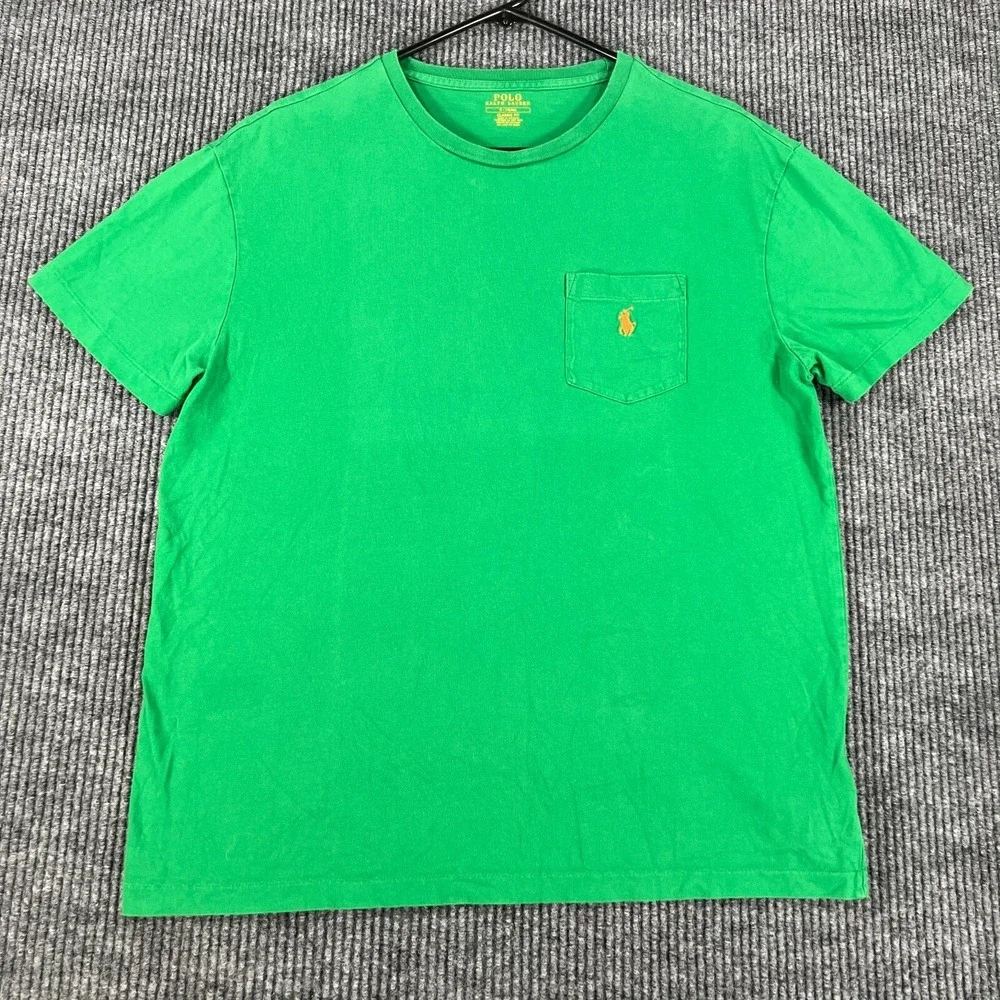 Polo Ralph Lauren Mens Shirt Medium Green Short Sleeve Classic Fit Chest Pocket